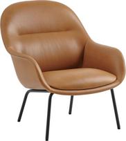Muuto Fotelis Fiber Lounge iš odos konjako rudos spalvos