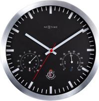 NeXtime Laikrodis su termometru ir higrometru Weather Station Clock juodos ir sidabrinės spalvos