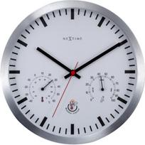 NeXtime Laikrodis su termometru ir higrometru Weather Station Clock baltos ir sidabrinės spalvos