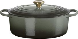 Le Creuset Kepimo indas Signature ovalios formos pilkai žalios spalvos 31 cm