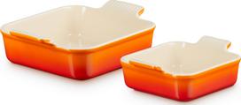 Le Creuset Kepimo formos Heritage kvadratinės formos liepsnojančios oranžinės spalvos 2 vnt.