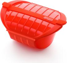 Lekue Mikrobangų krosnelėje šildomas indas Deep Steam raudonos spalvos 26 cm