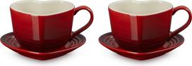 Le Creuset Kavos puodeliai Heart su lėkštutėmis vyšnių spalvos 220 ml 2 vnt.