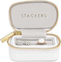 Stackers Žiedų dėžutė su prisegimu prie šuns antkaklio Stackers Pebble baltos spalvos mini