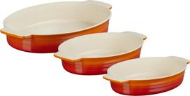 Le Creuset Kepimo indai Le Creuset, ovalūs, liepsnos oranžinės spalvos, 3 vnt.