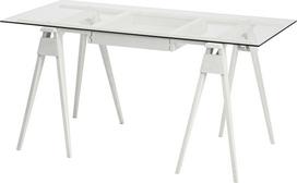 Design House Stockholm Stalas Arco, su stikliniu stalviršiu, baltas
