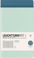 Leuchtturm 1917 Užrašų knygelės Jottbook A5, linijomis, lanksčiu viršeliu, mėtų ir pilkai mėlynos, 80 g/m², 2 vnt.