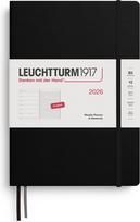 Leuchtturm 1917 Savaitinis planuoklis su linijiniu užrašų knygele Leuchtturm 1917 2026 EN B5, kietu viršeliu, juodas
