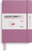 Leuchtturm 1917 Savaitinis planuoklis su linijiniu užrašų knygele kietu viršeliu Leuchtturm 1917 2026 EN B5, purvinai rožinis