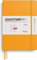 Leuchtturm 1917 Savaitinis planuoklis su linijiniu užrašų knygele Leuchtturm 1917 2026 EN B5, kietu viršeliu, oranžinis