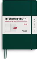 Leuchtturm 1917 Savaitinis planuoklis su linijiniu užrašų knygele Leuchtturm 1917 2026 EN B5, kietu viršeliu, miško žalia