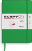 Leuchtturm 1917 Savaitinis planuoklis su linijiniu užrašų knygele kietu viršeliu Leuchtturm 1917 2026 EN B5, šviesiai žalias