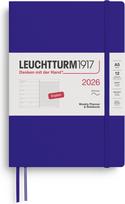 Leuchtturm 1917 Savaitinis planuoklis su linijiniu užrašų knygele minkštais viršeliais Leuchtturm 1917 2026 EN A5, tamsiai mėlynas