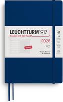 Leuchtturm 1917 Savaitinis planuoklis su linijiniu užrašų knygele Leuchtturm 1917 2026 EN A5, minkštais viršeliais, tamsiai mėlynas