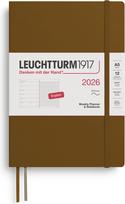 Leuchtturm 1917 Savaitinis planuoklis su linijiniu užrašų knygele minkštais viršeliais Leuchtturm 1917 2026 EN A5, rudas