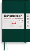 Leuchtturm 1917 Savaitinis planuoklis su linijiniu užrašų knygele minkštais viršeliais Leuchtturm 1917 2026 EN B6+, miško žalias