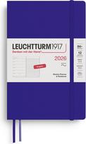 Leuchtturm 1917 Savaitinis planuoklis su linijiniu užrašų knygele minkštais viršeliais Leuchtturm 1917 2026 EN B6+, tamsiai mėlynas