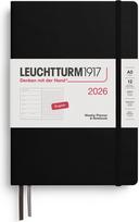Leuchtturm 1917 Savaitinis planuoklis su taškuotu užrašų knygele kietu viršeliu Leuchtturm 1917 2026 EN A5, juodas