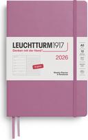 Leuchtturm 1917 Savaitinis planuoklis su taškuotu užrašų knygele kietu viršeliu Leuchtturm 1917 2026 EN A5, purvinai rožinis