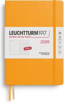 Leuchtturm 1917 Savaitinis planuoklis su taškuotu užrašų knygele kietu viršeliu Leuchtturm 1917 2026 EN A5, oranžinis