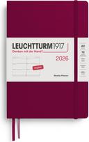 Leuchtturm 1917 Savaitinis planuoklis Leuchtturm 1917 2026 EN, kietu viršeliu, A5, bordo
