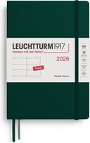 Leuchtturm 1917 Savaitinis planuoklis Leuchtturm 1917 2026 EN A5, kietu viršeliu, miško žalios spalvos