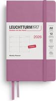 Leuchtturm 1917 Savaitinis planuoklis Leuchtturm 1917 2026 EN A6, kietu viršeliu, purvinai rožinis