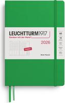 Leuchtturm 1917 Savaitinis planuoklis Leuchtturm 1917 2026 EN A5, kietu viršeliu, šviesiai žalias