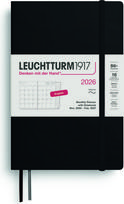 Leuchtturm 1917 Mėnesinis planuoklis su užrašų knygele minkštais viršeliais Leuchtturm 1917 2025/2027 16 mėn. EN B6+, juodas