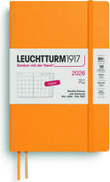 Leuchtturm 1917 Mėnesinis planuoklis su užrašų knygele minkštais viršeliais Leuchtturm 1917 2025/2027 16M EN B6+, oranžinis