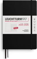 Leuchtturm 1917 Savaitinis planuoklis su linijiniu užrašų knygele kietu viršeliu Leuchtturm 1917 2025/2026 18M EN A5, juodas