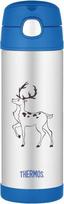 Thermos Termo buteliukas su šiaudeliu elnias, 470 ml, sidabrinės ir mėlynos spalvos