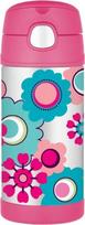 Thermos Termo buteliukas su šiaudeliu FUNtainer, gėlės, 355 ml, rožinis