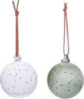 OYOY Kalėdiniai burbulai Natale, 7 cm, skaidrūs ir žali, 2 vnt.