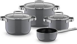 WMF Puodų rinkinys su prikaistuviu ir 3 dangčiais WMF Fusiontec Mineral Pro, pilkas, 7 dalių