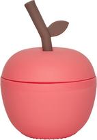 OYOY Puodelis su šiaudeliu Apple, 250 ml, raudonas