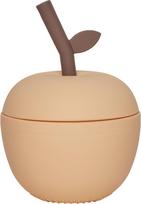 OYOY Puodelis su šiaudeliu Apple, 250 ml, persikų spalvos