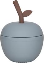 OYOY Puodelis su šiaudeliu Apple, 250 ml, mėlynas