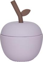 OYOY Puodelis su šiaudeliu Apple 250 ml, levandų spalvos