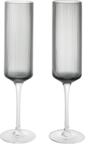 Ferm Living Šampano taurės Ripple Flutes, dūminės pilkos spalvos, 2 vnt.