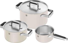 Zwilling Puodų rinkinys Pure, su prikaistuviu ir 2 dangčiais, kreminis, 5 dalių