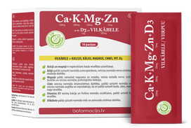 BIOFARMACIJA GUDOBELĖ + KALCIS, KALIS, MAGNIS, CINKAS, VITAMINAS D3 milteliai, 14 vnt.