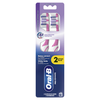 ORAL-B Pro-3DWhite, Whitening Clean, vidutinio kietumo dantų šepetėlis, 2 vnt.