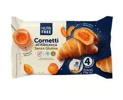 NUTRIFREE CORNETTI ALL'ALBICOCCA ESTERO  - kruasanai su abrikosų skonio įdaru be glitimo, 240 g