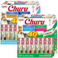 INABA Churu katėms – skonių mišinys su jūros gėrybėmis ir tunu 80x14g