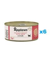 APPLAWS Cat Adult Chicken Breast with Duck in Broth vištienos krūtinėlė su antiena sultinyje 6x70g