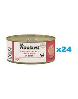 APPLAWS Cat Adult Chicken Breast with Duck in Broth vištienos krūtinėlė su antiena sultinyje 24x70g