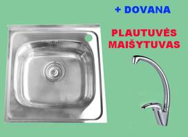 IŠPARDAVIMAS! Nerūdijančio plieno plautuvė 877 uždedama su sifonu DOVANA maišytuvas  virtuvinis A2208