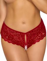 Cottelli Lingerie Rouby raudonos nėriniuotos atviros kelnaitės - XL