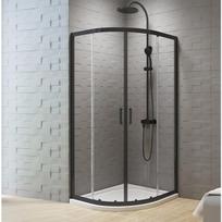 Pusapvalė dušo kabina New Trendy New Varia Black juoda matinė 90x90cm